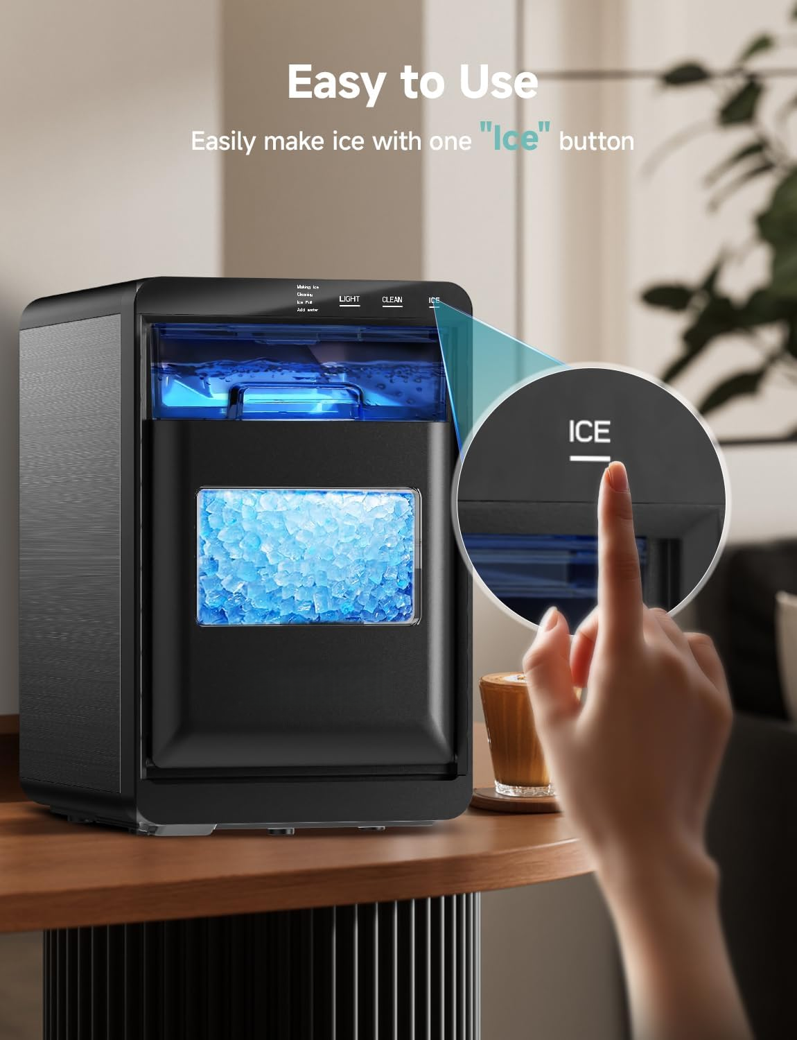 Premium Countertop Nugget Ice Maker, 40Lbs Daily Production, Self-Cleaning Portable Pellet Ice Machine with Ice Scoop & Basket, Compact Pebble Ice Maker for Home Kitchen Office Use